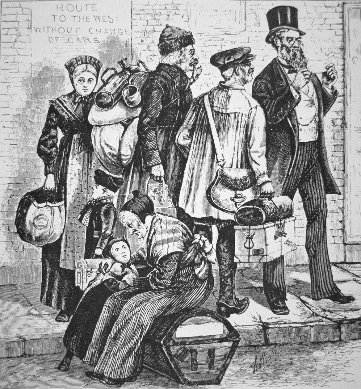 Duitse immigranten in New York City, c.1870 door American School