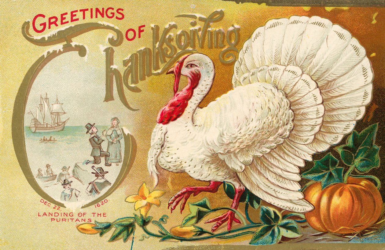 Bedankgroet (kleurenlitho) door American School