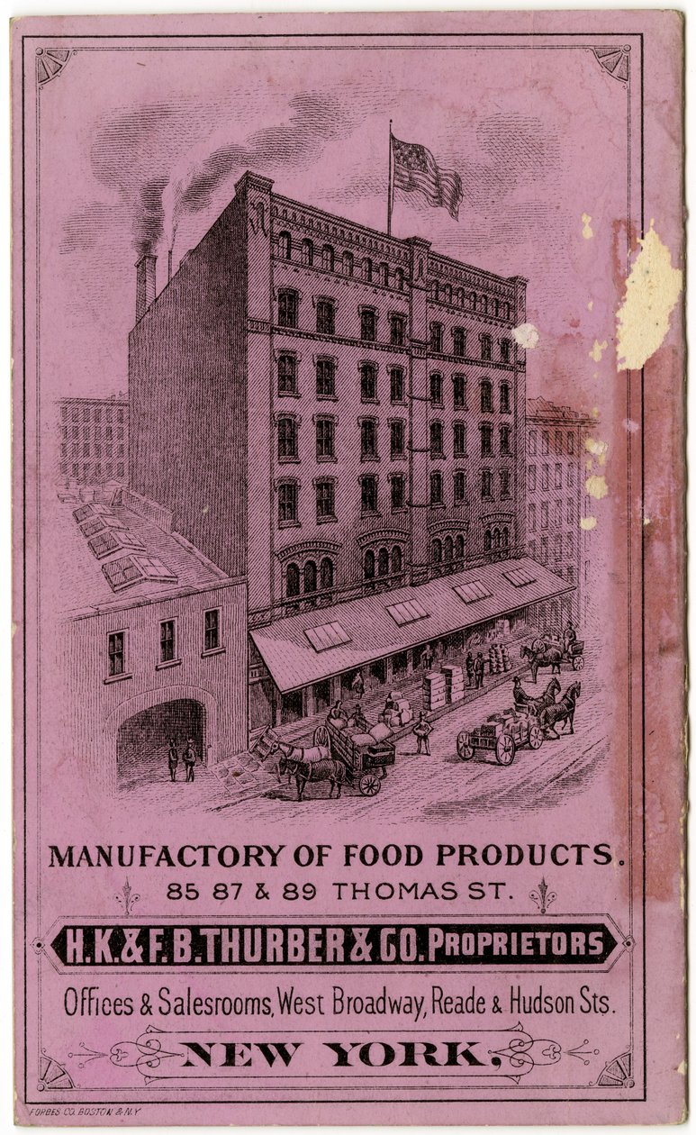 H.K. & F.B. Thurber & Co. handelsboekje, verso door American School