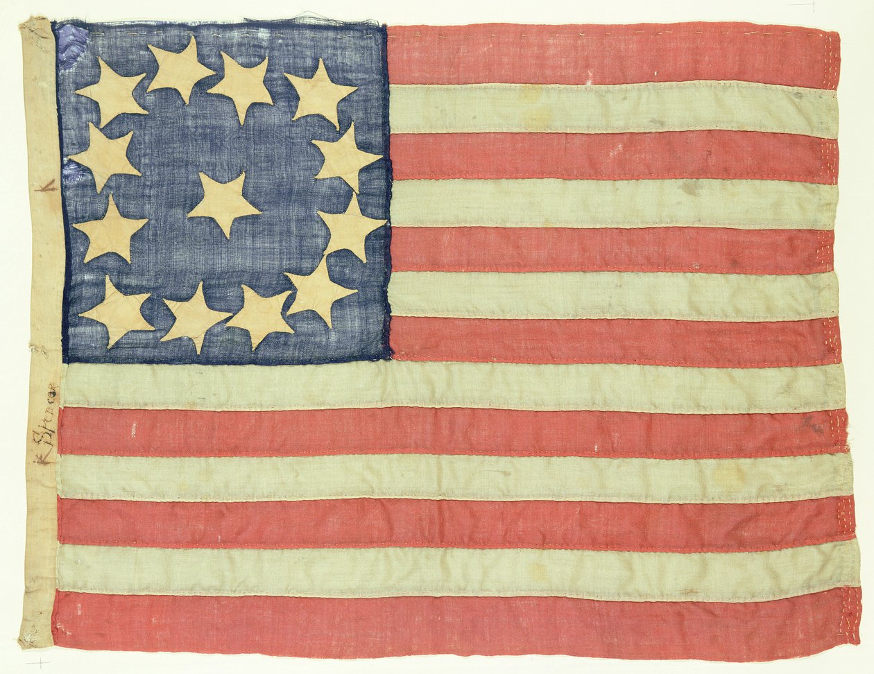 Handgenaaide Vlag met Dertien Sterren, c.1830-80 door American School