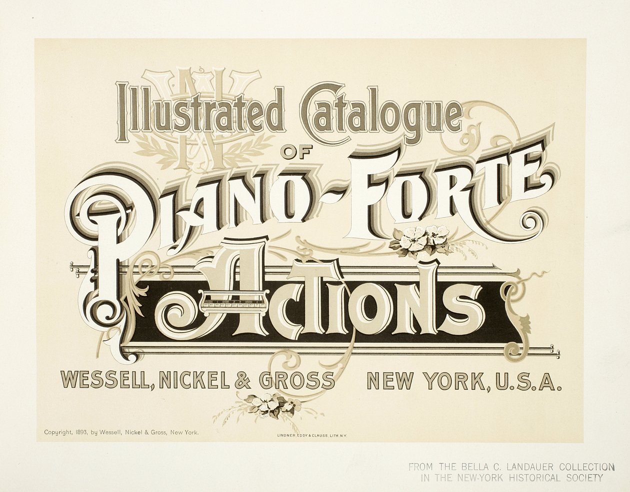 Geïllustreerde catalogus van Piano-Forte Acties, Wessell, Nickel & Gross Co. - omslag, 1893 door American School