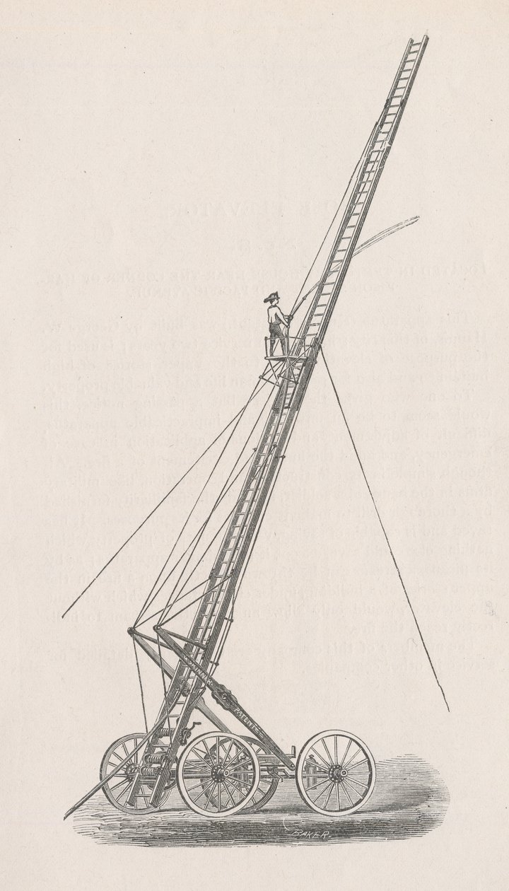 Illustratie van Slanglift en Truck No. 1. uit het Rapport van de Raad van Politie, in de Brandweer, aan de Gemeenteraad van de Stad Chicago, p. 70., 1872 door American School
