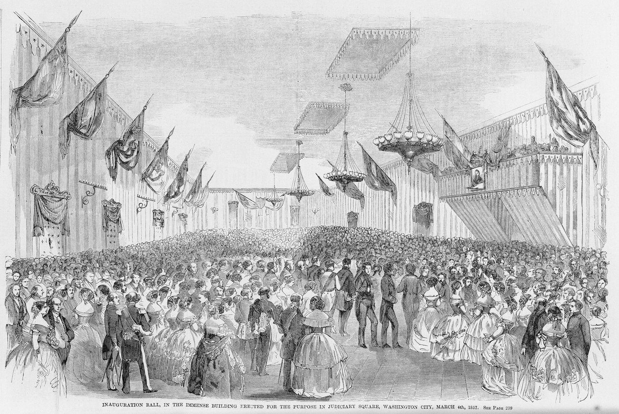 Inauguratiebal, gedrukt in Frank Leslies Illustrated Newspaper, 21 maart 1857 door American School