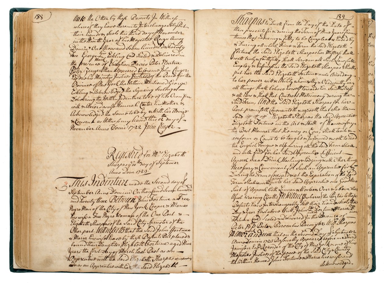 Indenture van Elizabeth Fortune, 10 september door American School