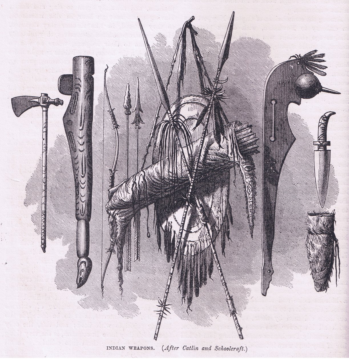 Indiaanse wapens, illustratie uit Cassell