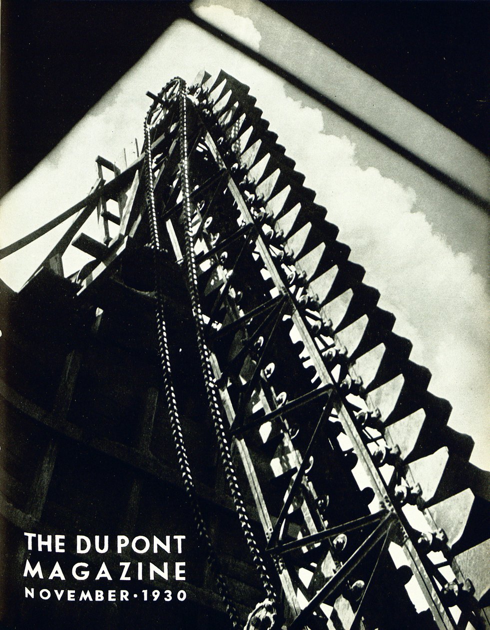 Industriële machines, voorpagina van het DuPont Magazine, november 1930 door American School