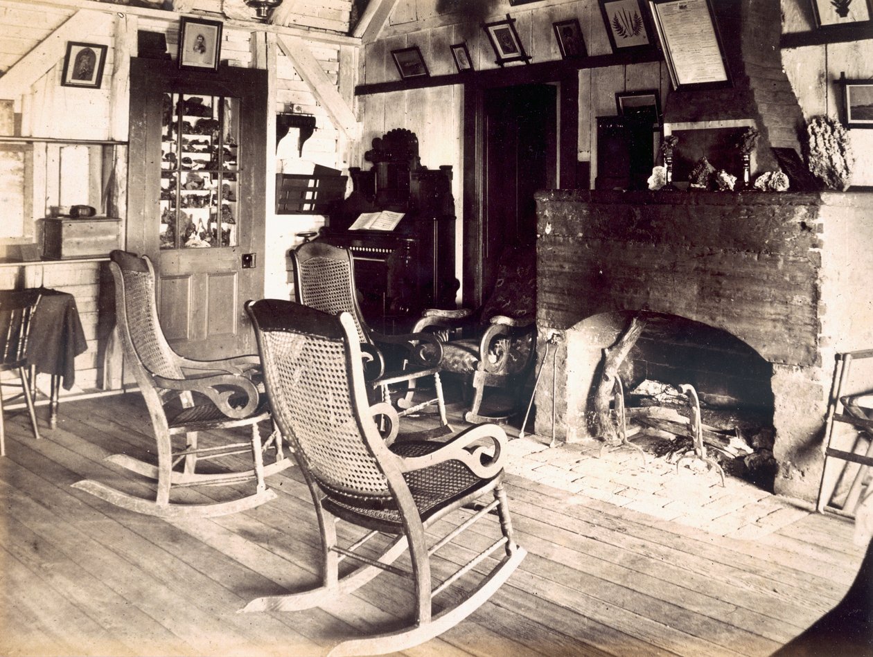 Interieur van een Amerikaanse houten hut, ca. 1880s door American School