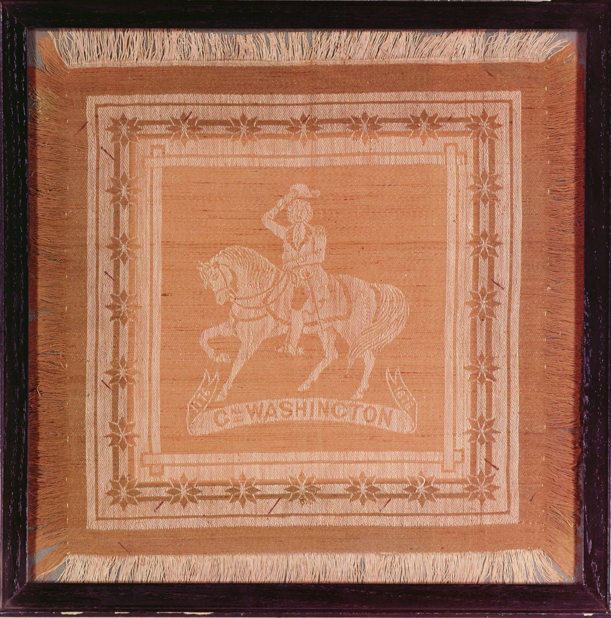 Zakdoek met George Washington (1732-99) te paard, 1876 door American School