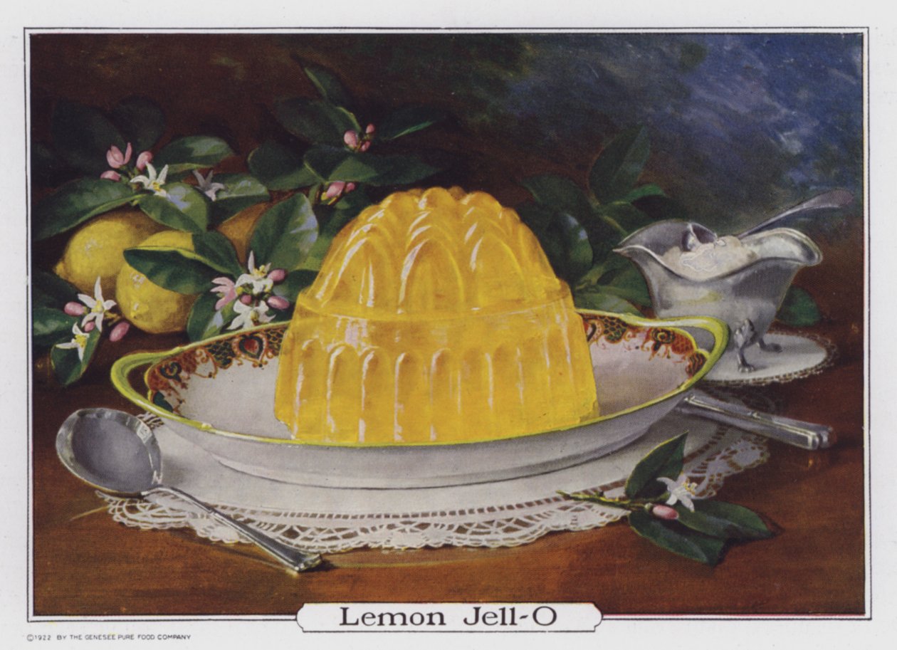Citroen Jell-O, reclame gemaakt voor de Genesee Pure Food Company, Le Roy, New York, USA (kleurenlitho) door American School