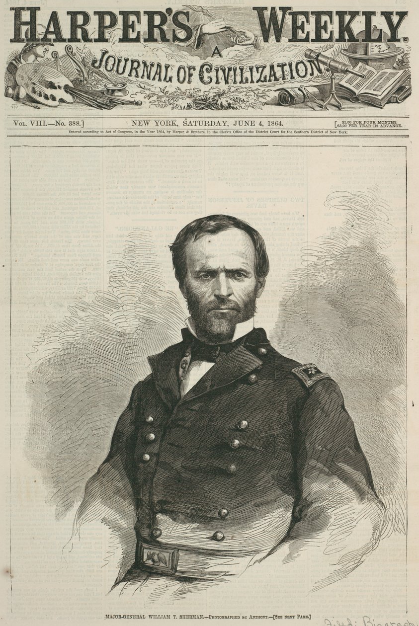 Generaal-majoor William T. Sherman, voorpagina van Harper
