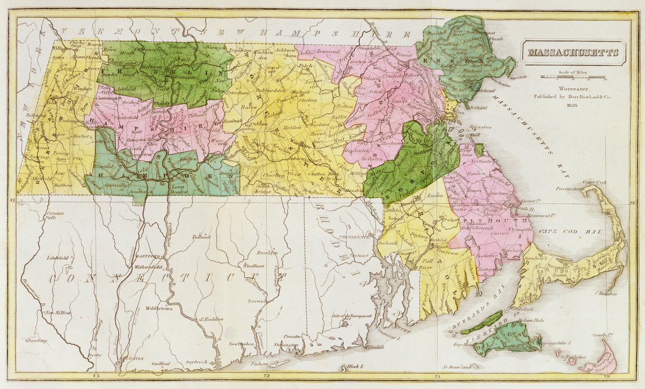 Kaart van Massachusetts, uit 