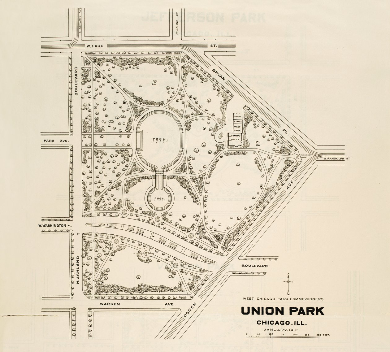 Kaart van Union Park, Chicago, Illinois door American School