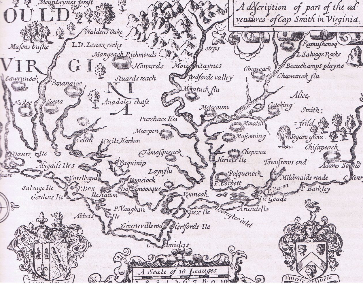 Kaart van Virginia, illustratie uit Cassell