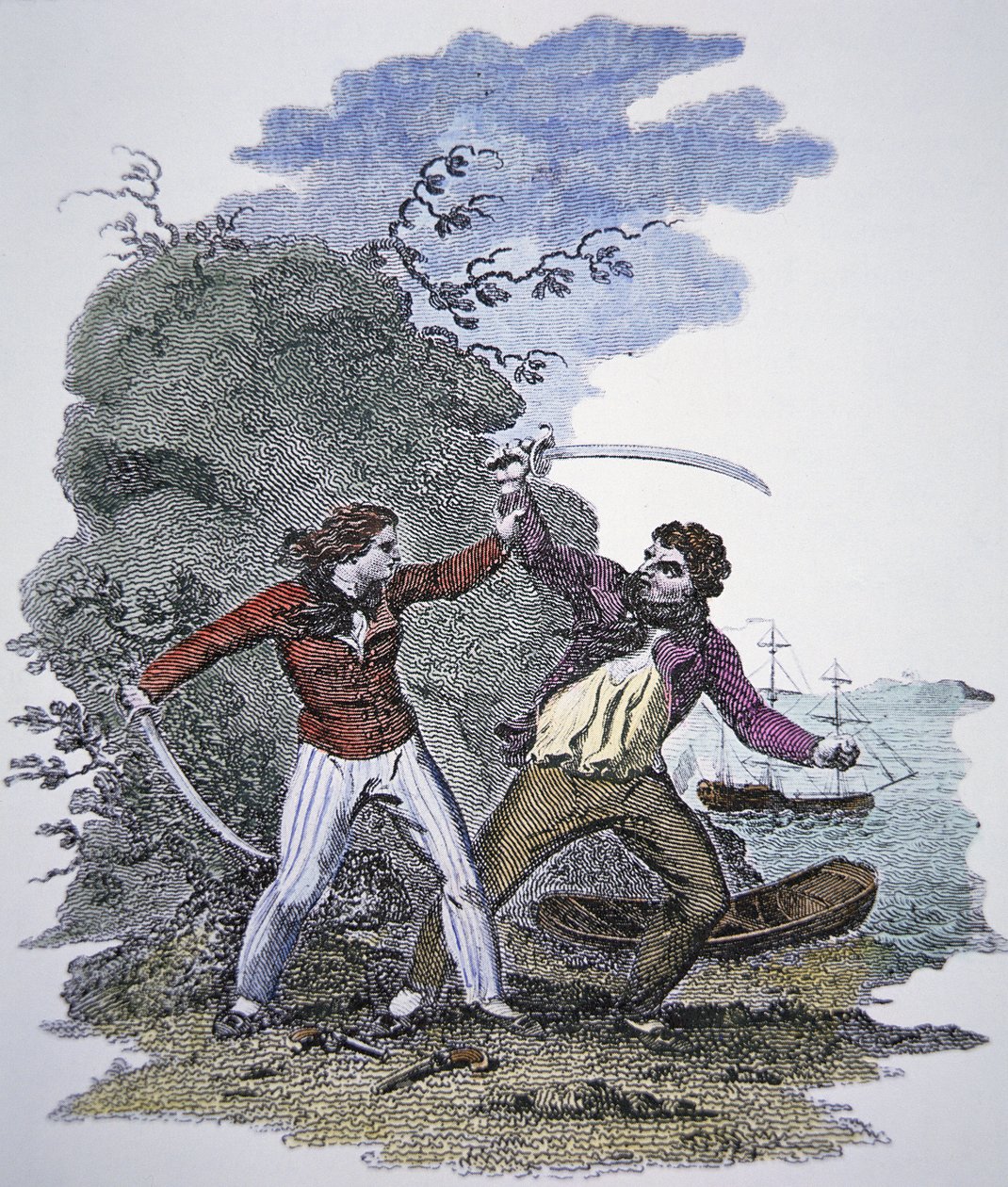 Mary Read vecht met een andere piraat om het leven van haar mannelijke geliefde te redden door American School
