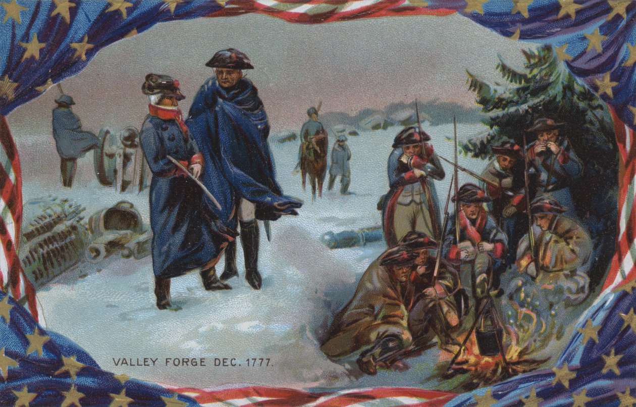 Memorial Day-kaart, Valley Forge, december 1777 (kleurenlitho) door American School
