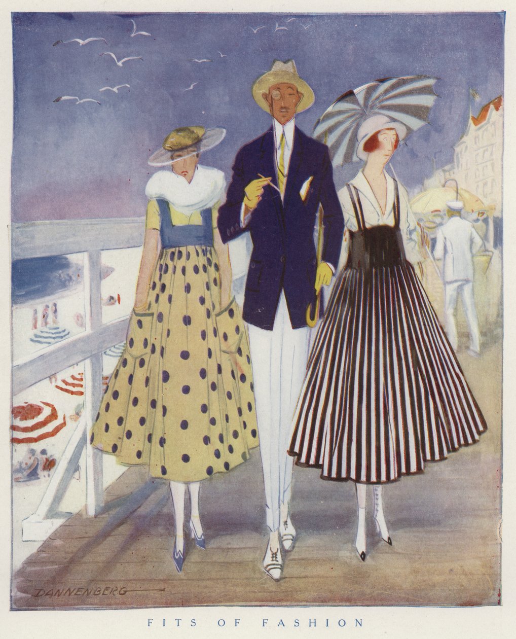Spotten met de mode van mannen en vrouwen (kleurenlitho) door American School