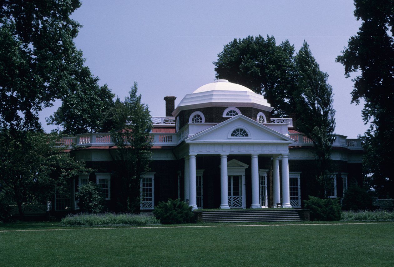 Monticello, ontworpen door Thomas Jefferson door American School
