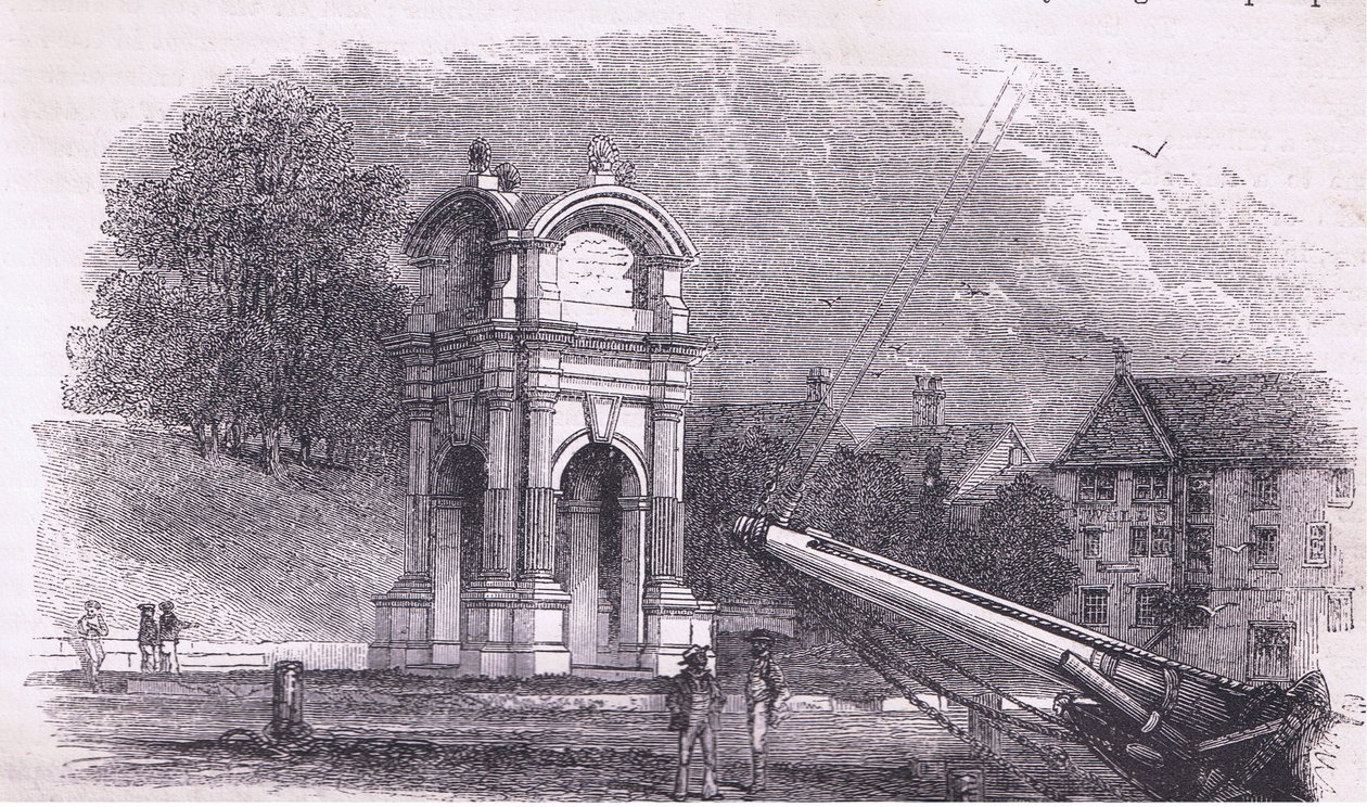 Monument in New Plymouth om de plaats van de landing van de Pilgrim Fathers te markeren, illustratie uit Cassell
