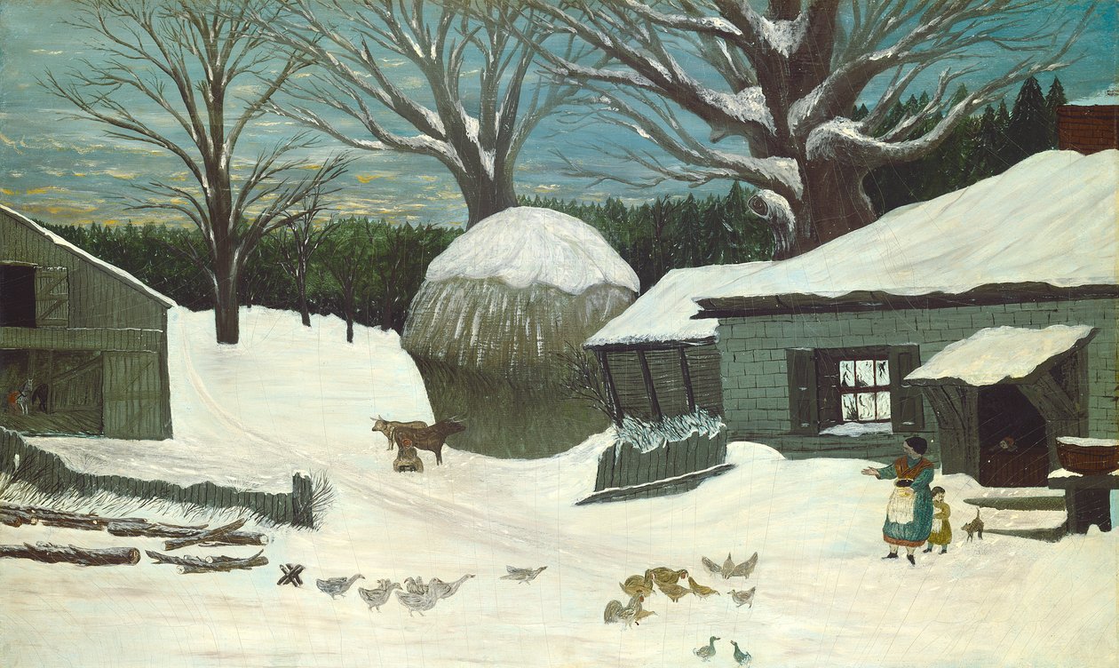 New England Farm in Winter, ca. 1850 door American School