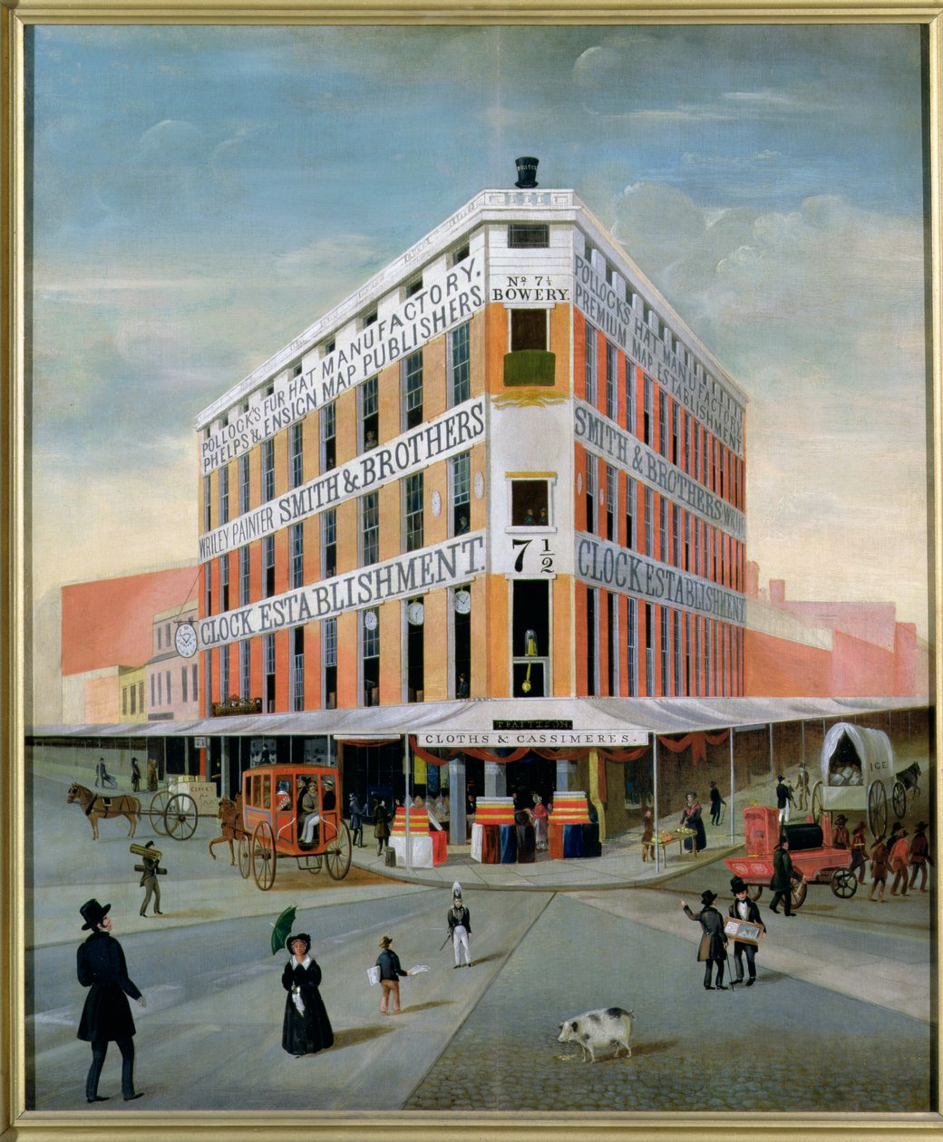 Nr.7 12 Bowery, NYC, ca. 1837-39 door American School