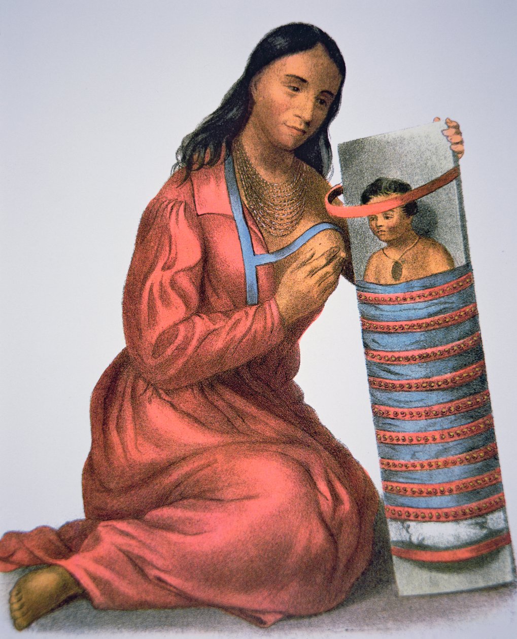 Ojibwa moeder en baby, c.1821 door American School