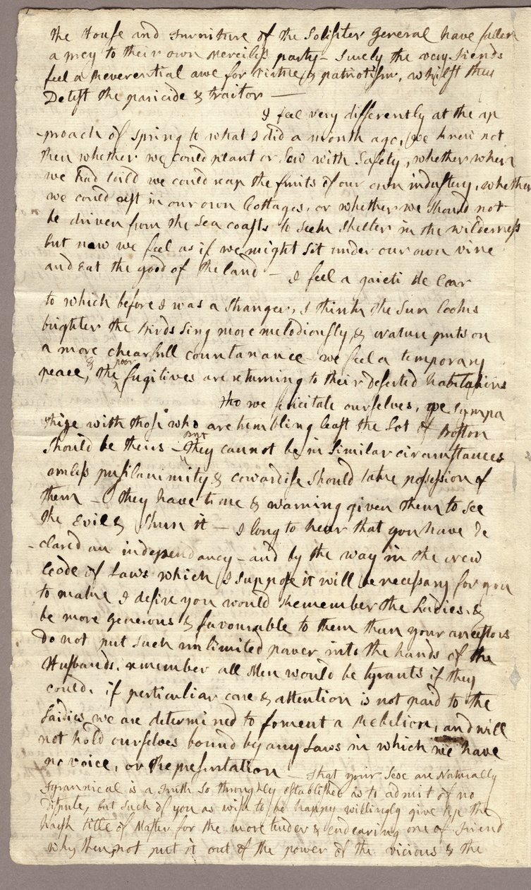 Pagina 2, Brief van Abigail Adams aan John Adams, 31 Maart - 5 April 1776 door American School