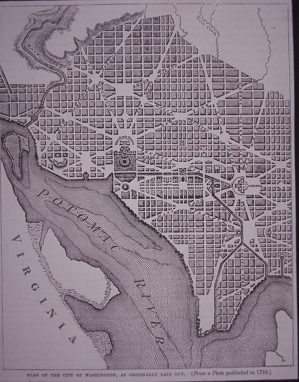 Plan van de stad Washington DC zoals uitgelegd door majoor Pierre Charles L