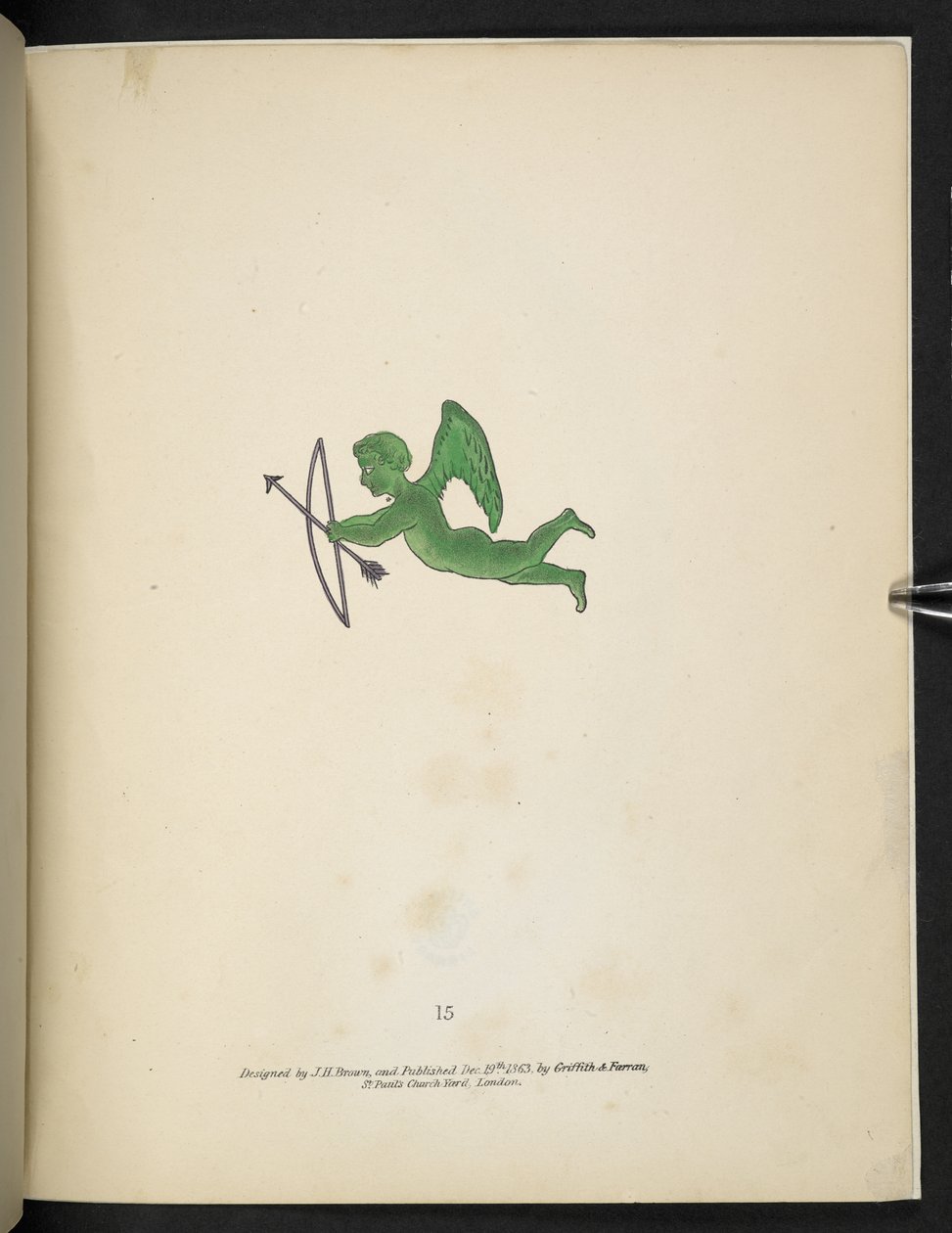 Plaat 15. Groene Cupido-figuur. Spectropia; of, Verrassende spectrale illusies die overal geesten tonen, en van elke kleur, enz. ser. 1. J.H. Brown 1864 door American School