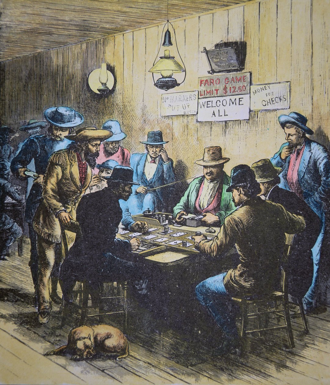 Faro spelen in een saloon in Cheyenne, Wyoming, c.1870 door American School