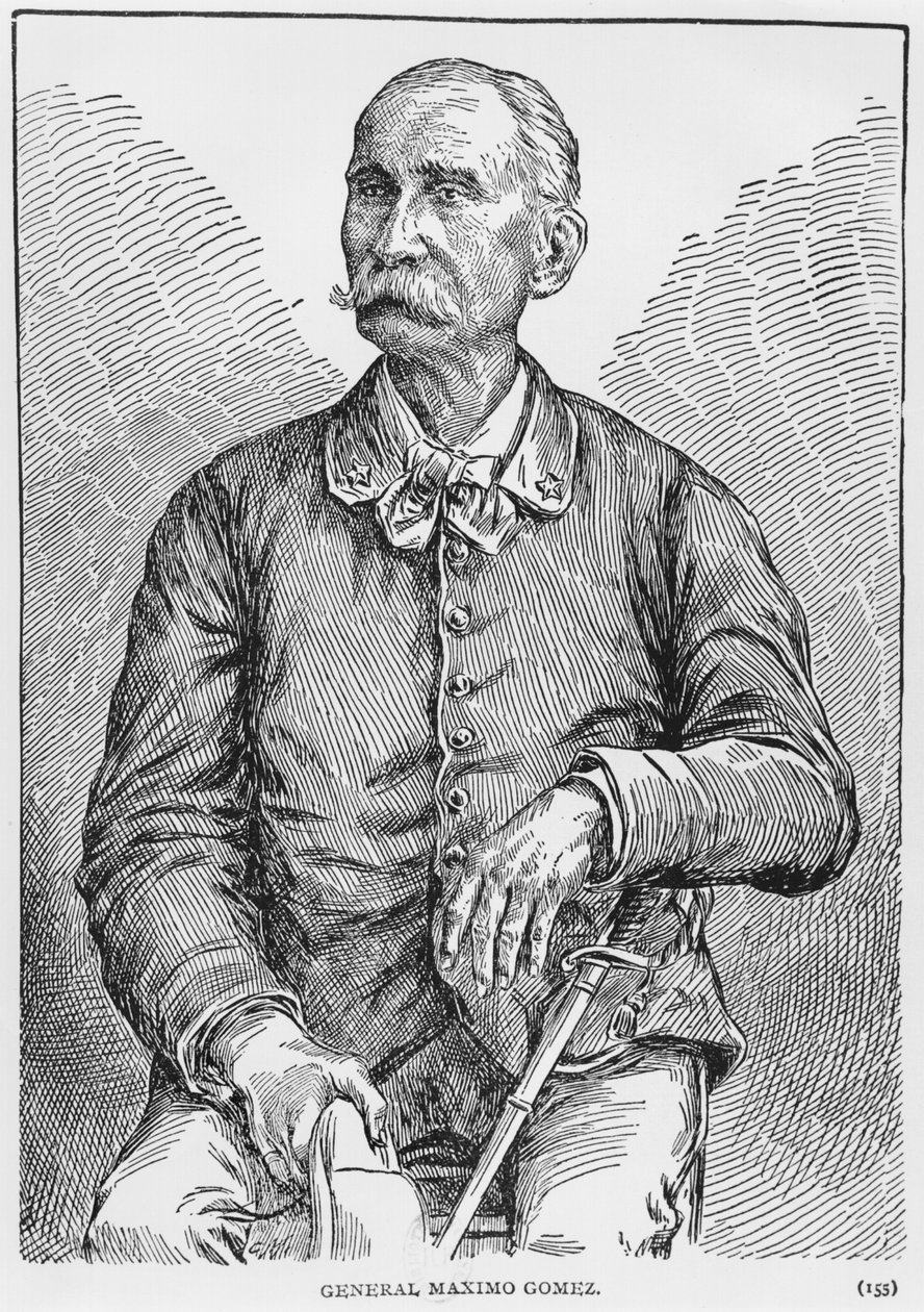 Portret van Generaal Maximo Gomez (1836-1905) uit The Story of Cuba door Murat Halstead, gepubliceerd 1898 door American School