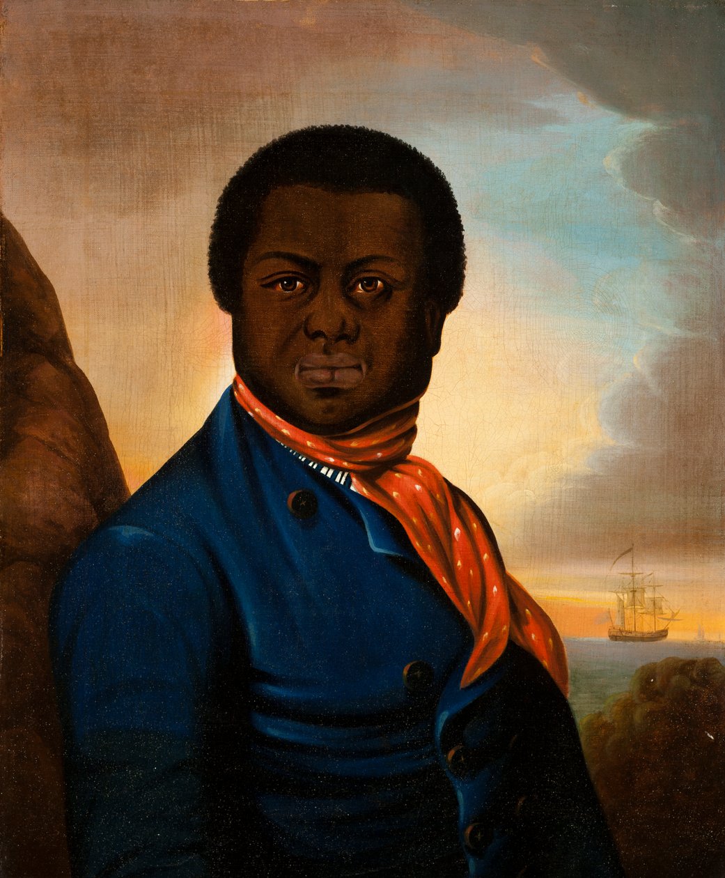Portret van een zeeman (Paul Cuffe?) door American School