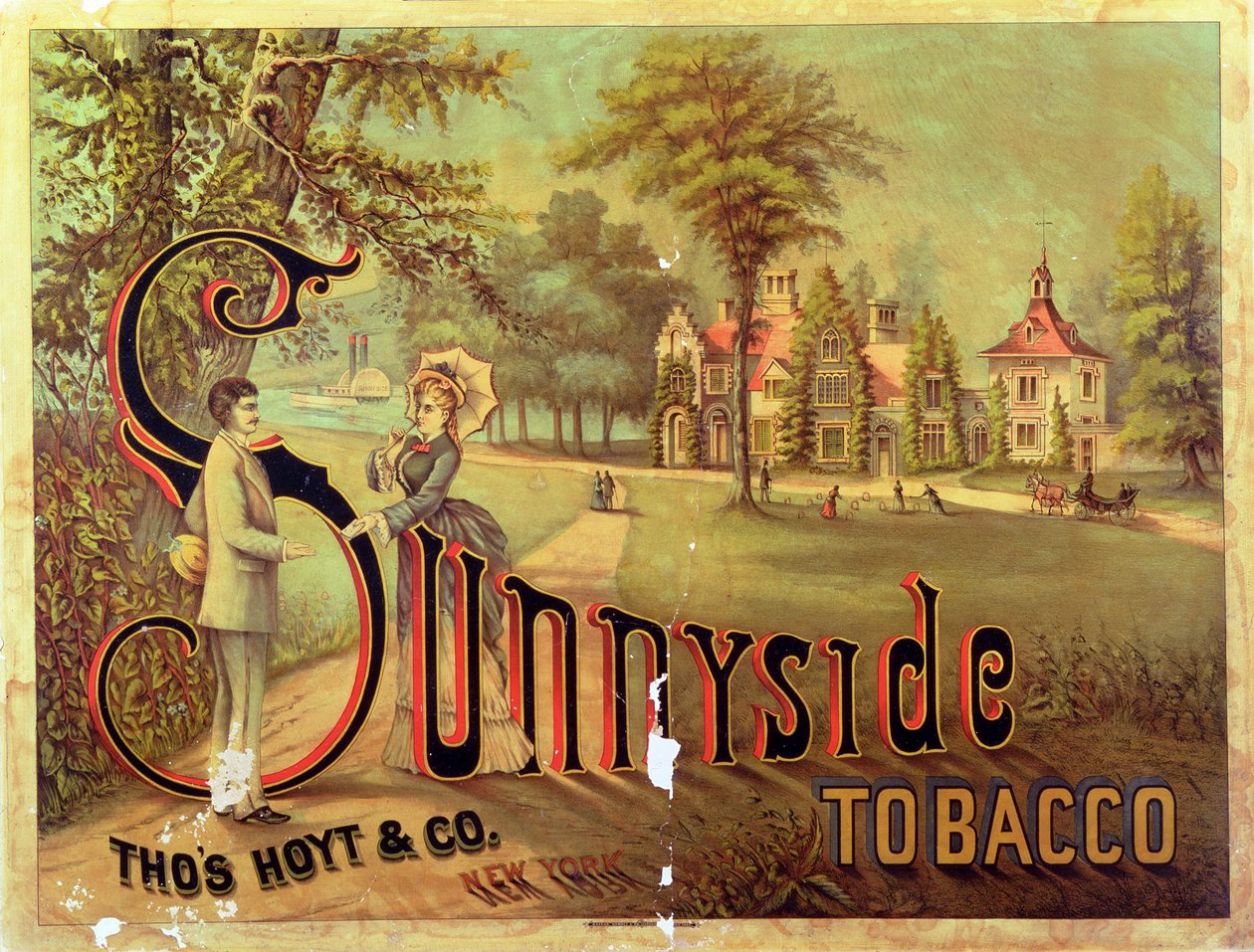 Poster die Sunnyside Tobacco adverteert door American School