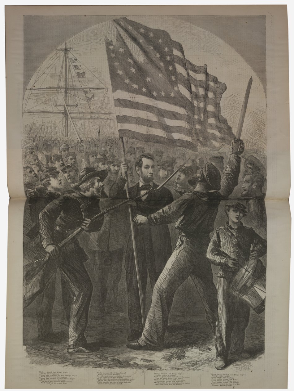 President Lincoln betrokken bij de Slag om Fort Stevens, illustratie uit "Harper