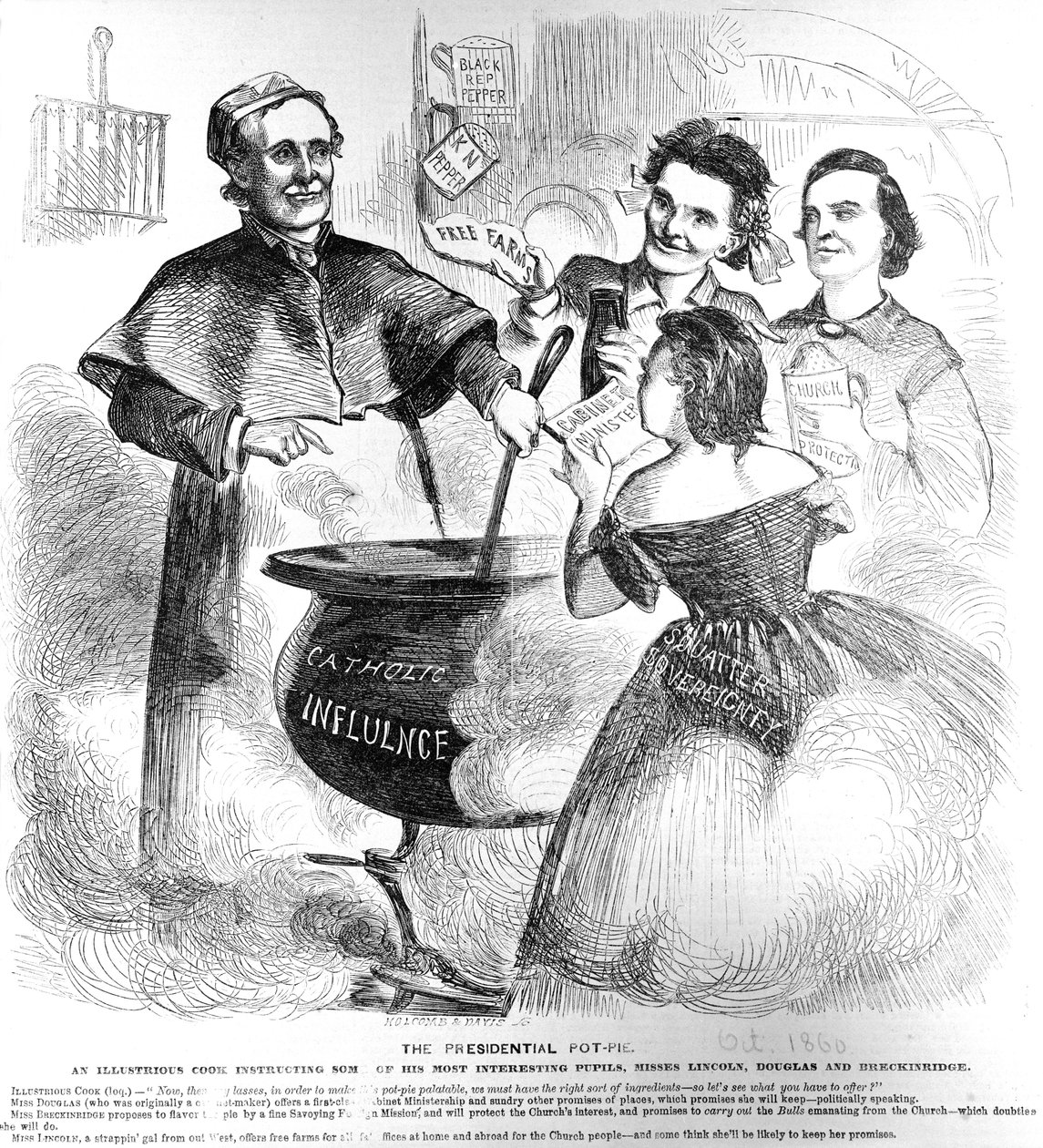 Presidentiële Pot Pie, uit Frank Leslies Budget of Fun, 1 oktober 1860 door American School