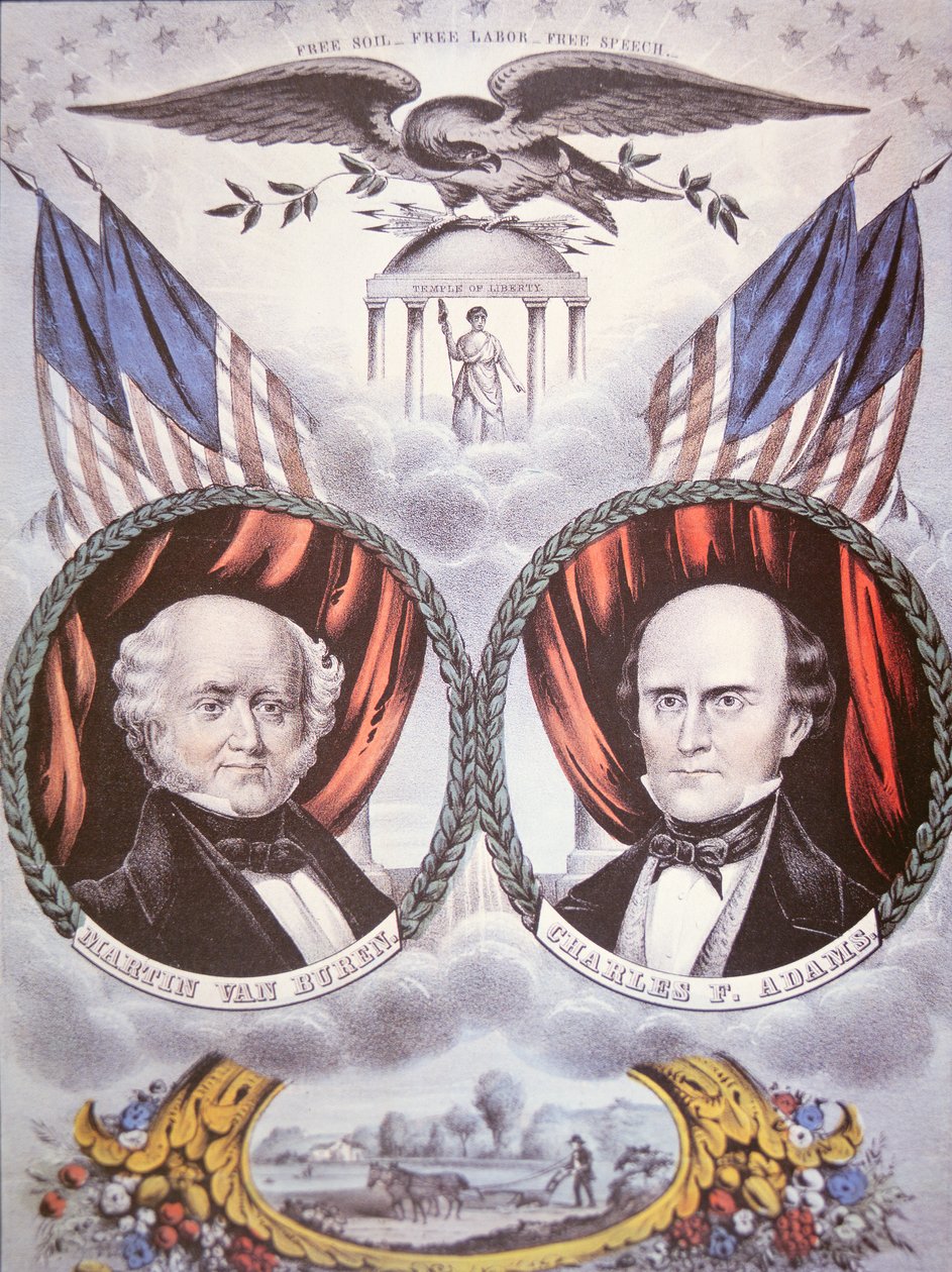 Presidentscampagneposter met Martin van Buren (1782-1862) en Charles F. Adams (1807-86) voor de 
