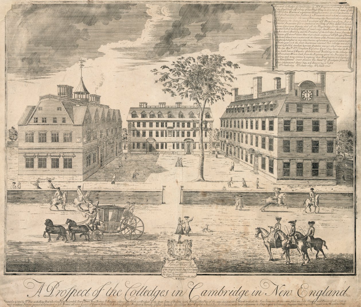 Afdruk van Harvard University c. 1700 door American School