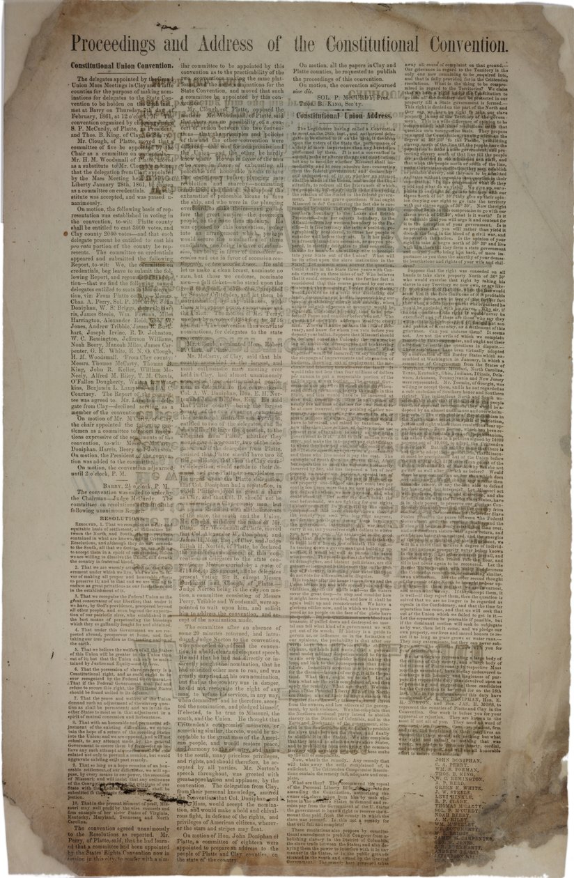 Handelingen en toespraak van de Constitutionele Conventie, ca. 19 maart 1861 door American School