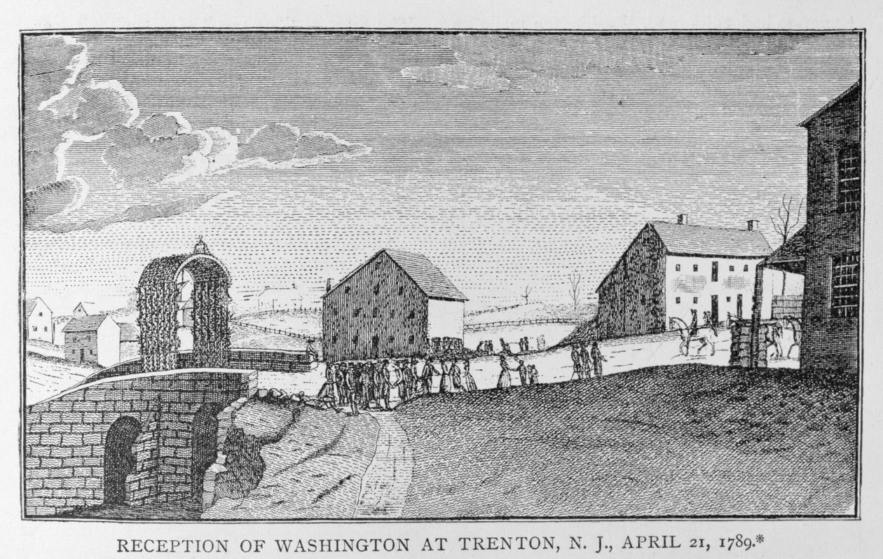 Ontvangst van Washington in Trenton, New Jersey, 21 april 1789, uit 