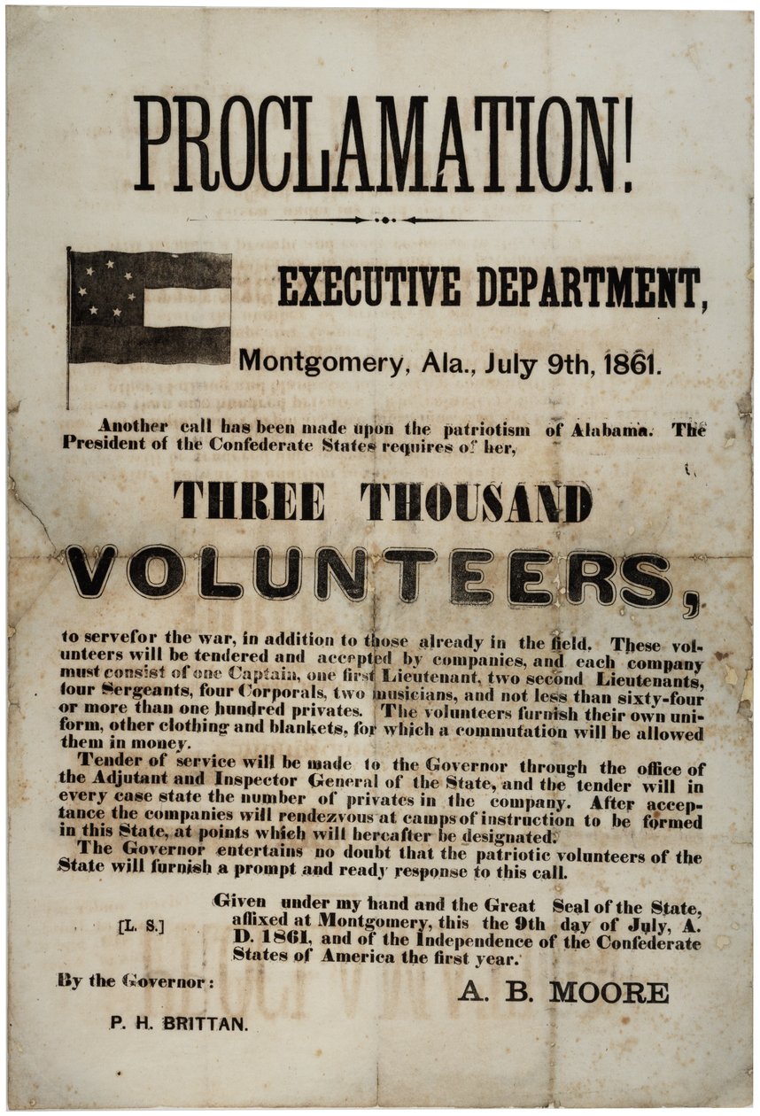 Wervingsaffiche voor drieduizend vrijwilligers, 9 juli 1861 door American School