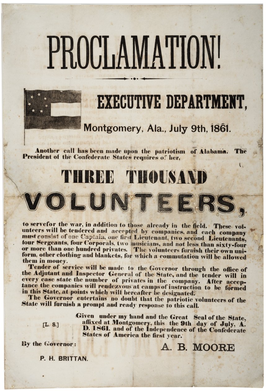 Wervingsaffiche voor drieduizend vrijwilligers, 9 juli 1861 door American School