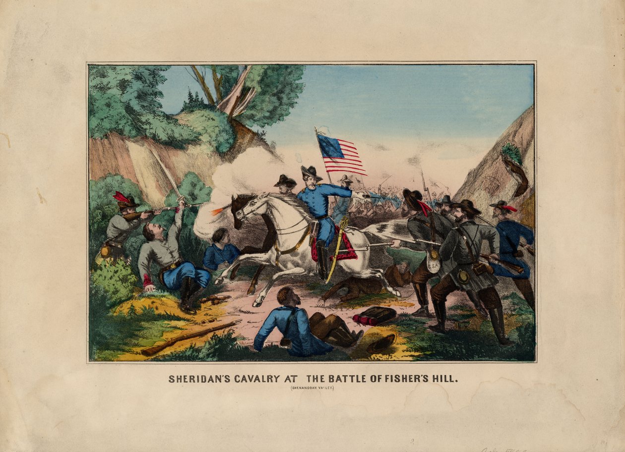 Sheridans cavalerie bij de Slag van Fishers Hill (Shenandoah Valley) door American School