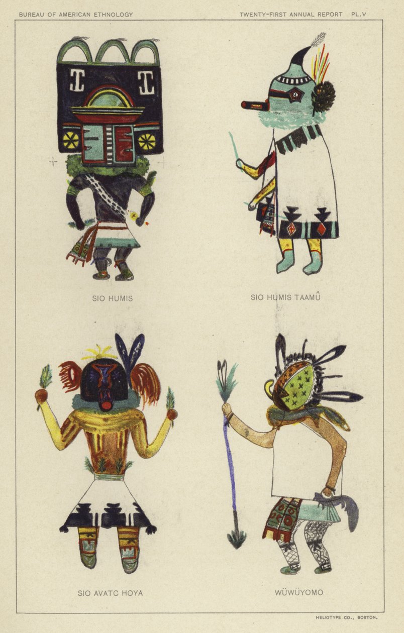 Sio Humis, Sio Humis Taamu, Sio Avatc Hoya, Wuwuyomo (kleurenlitho) door American School