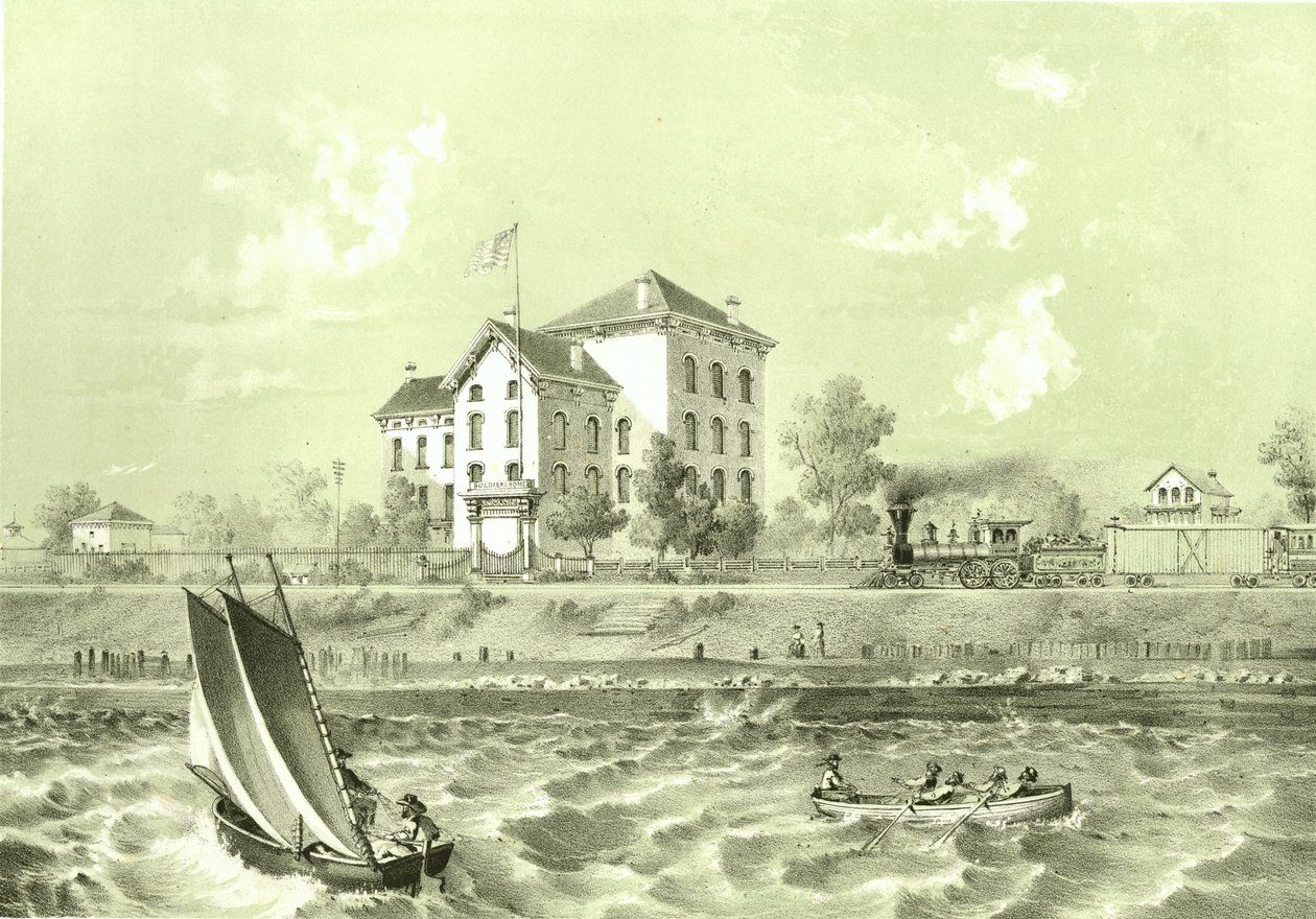 Soldiers Home, uit Chicago Illustrated, met literaire beschrijvingen door James W. Sheahan, uitgegeven door Jevne & Almini, Chicago, 1866-67 door American School
