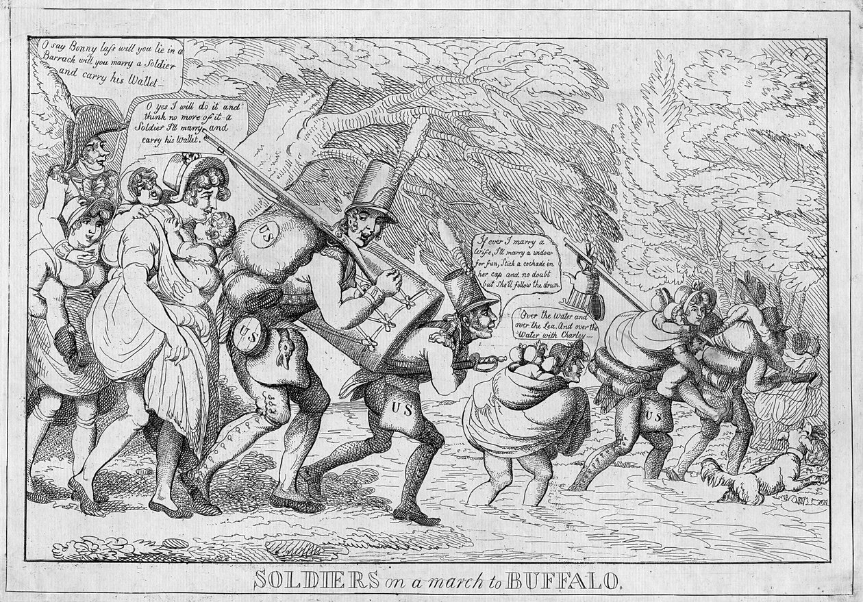 Soldaten op mars naar Buffalo, 1813 door American School
