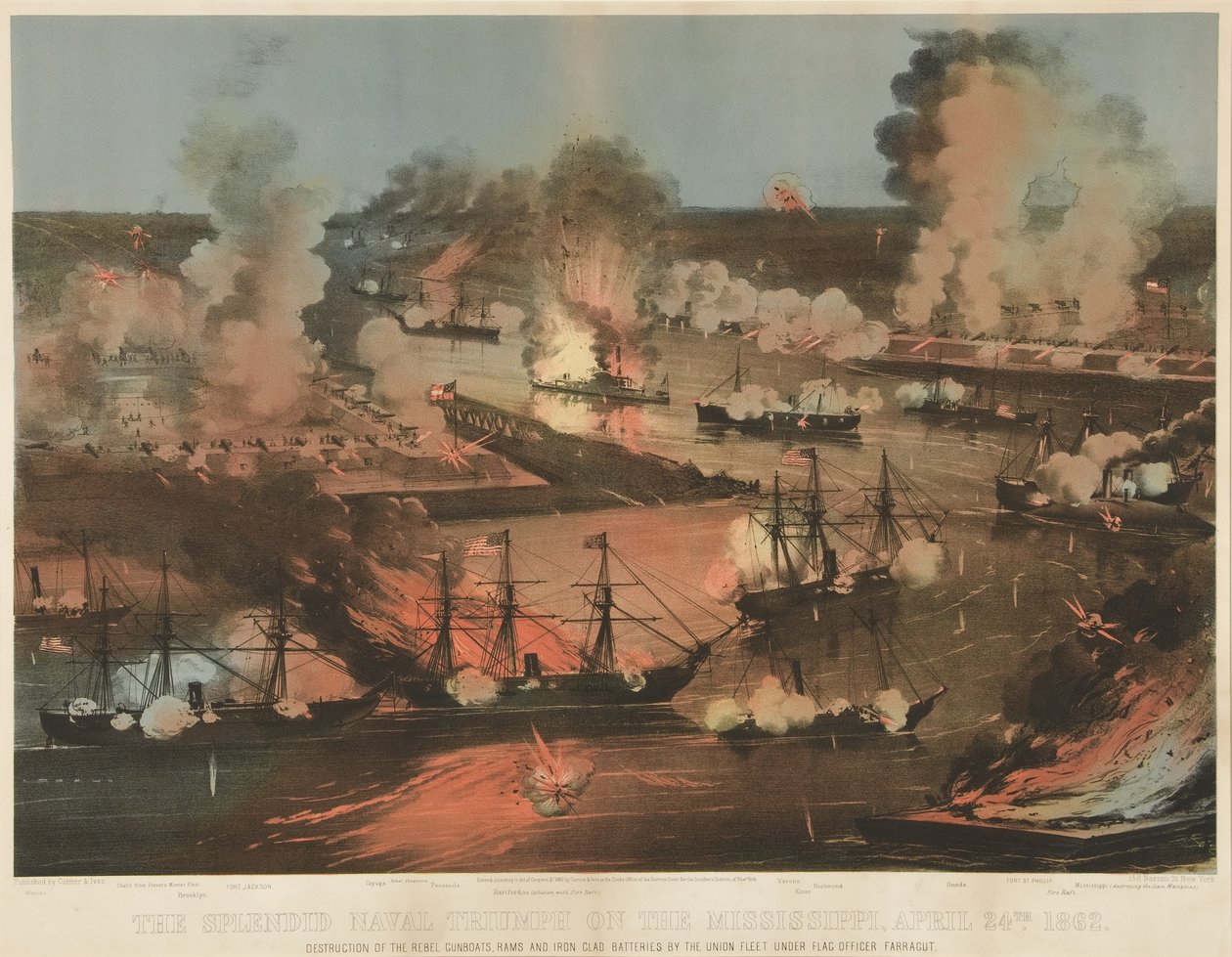Prachtige Zegetocht van de Mississippi, uitgegeven 1862 door American School