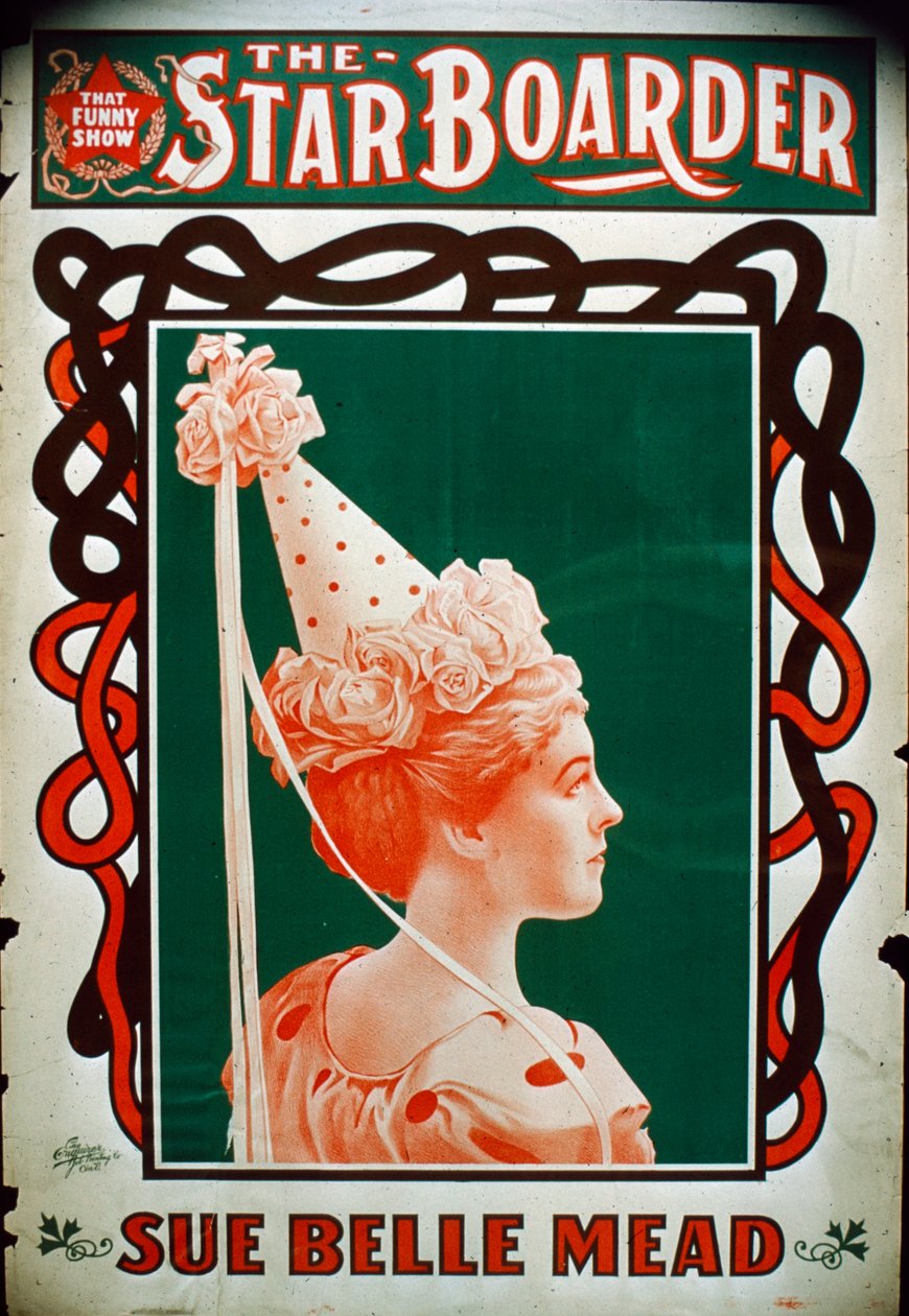 Star Boarder Theater Poster met actrice Sue Belle Mead, ca. 1900 door American School