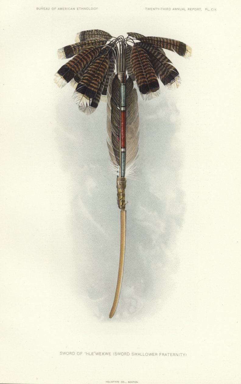 Zwaard van Thlewekwe (broederschap van zwaardvechters) (kleurenlitho) door American School
