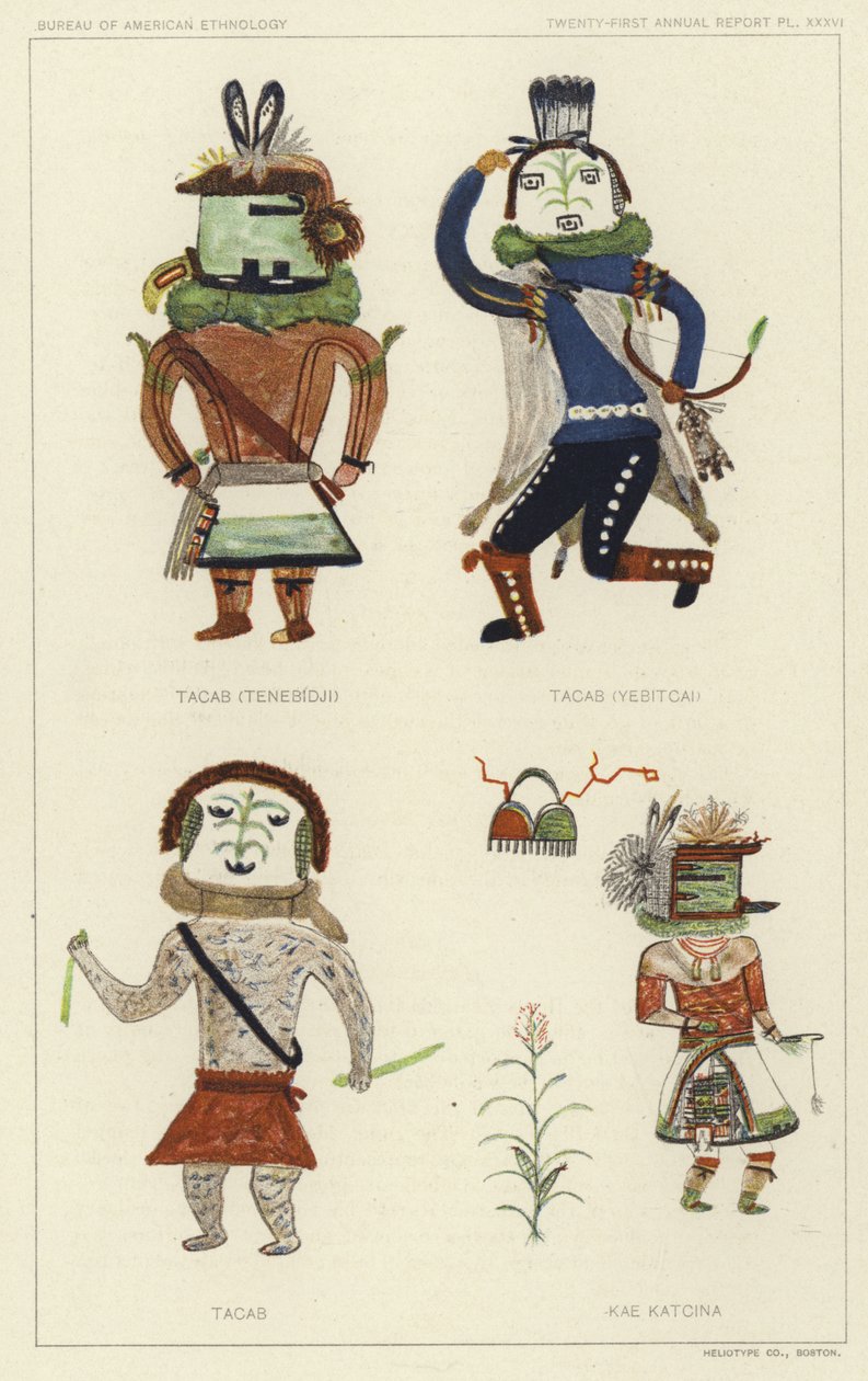 Tacab (Tenebidji), Tacas (Yebitcai), Tacab, Kae Katcina (kleurenlitho) door American School