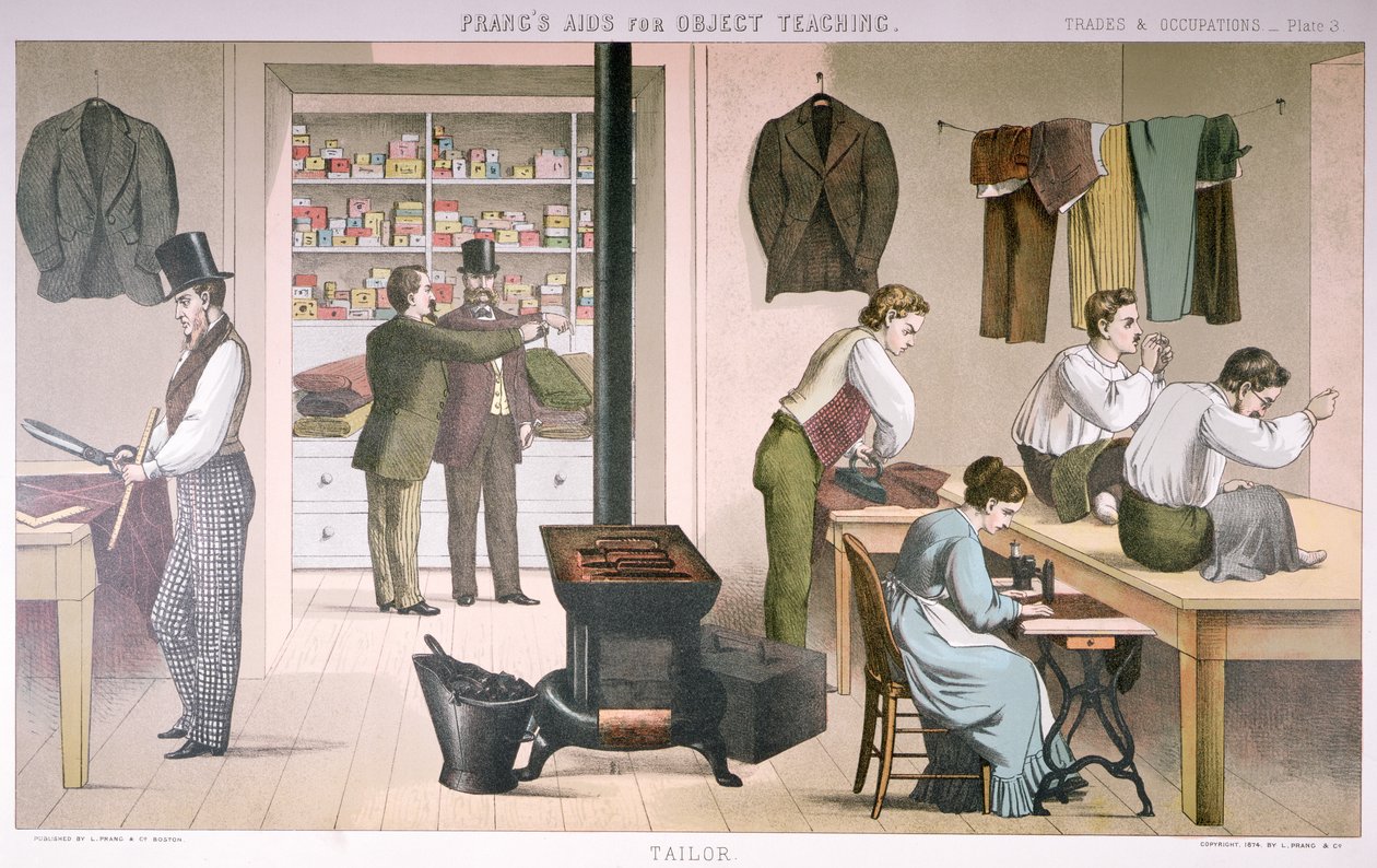 Kleermaker, plaat uit Prangs hulpmiddelen voor objectonderwijs, 1874 door American School