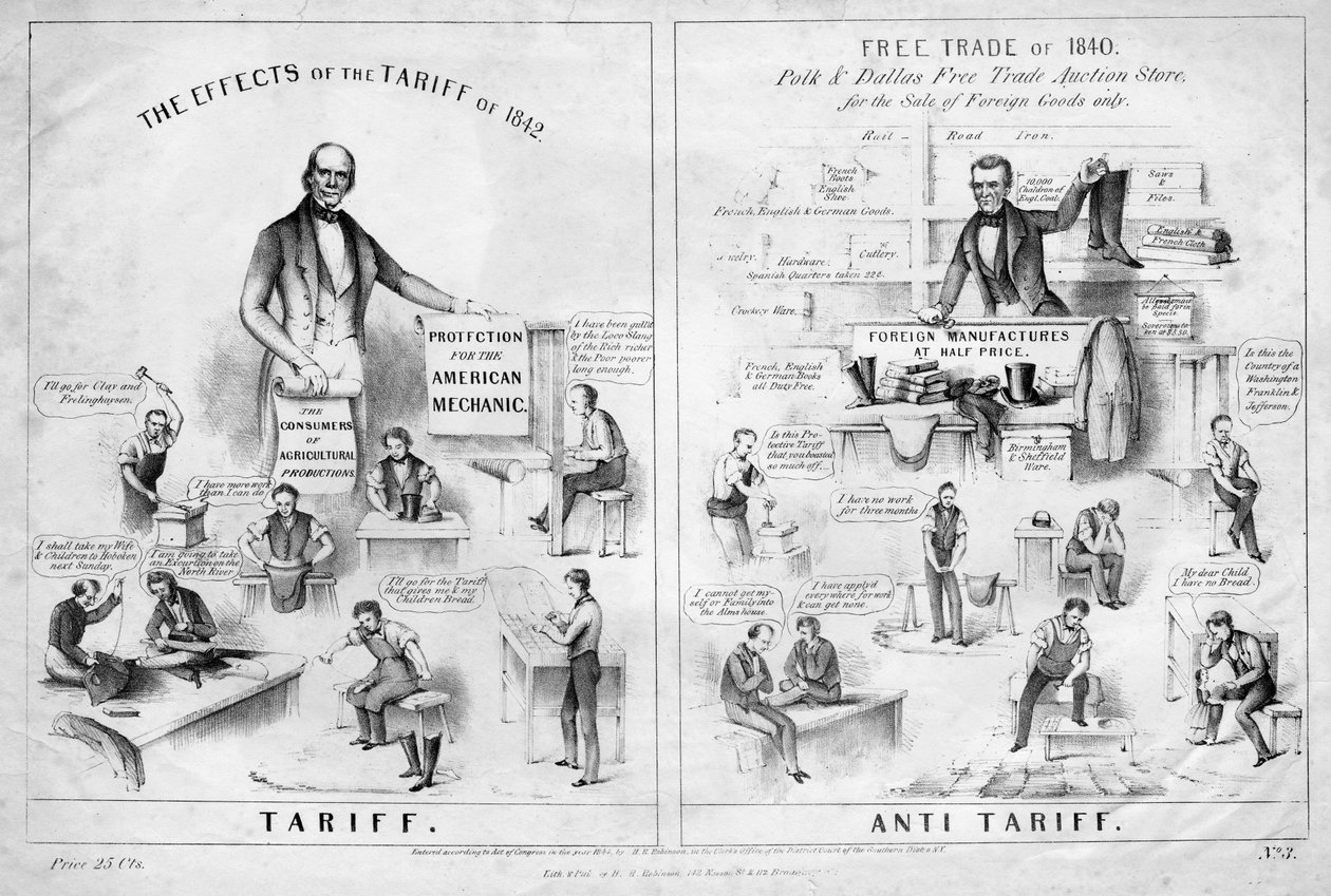Tarief, anti-tarief, uitgegeven door H R Robinson, New York, 1844 door American School